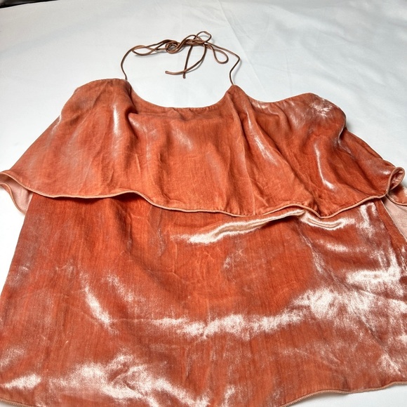Alice + Olivia Velvet  Silk Blend Velvet Ruffled Halter Top - Picture 8 of 11
